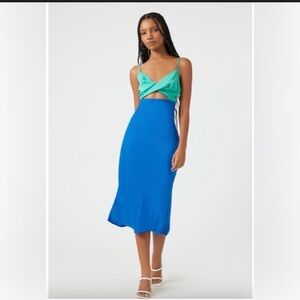 Forever 21 Green and Blue Midi Dress